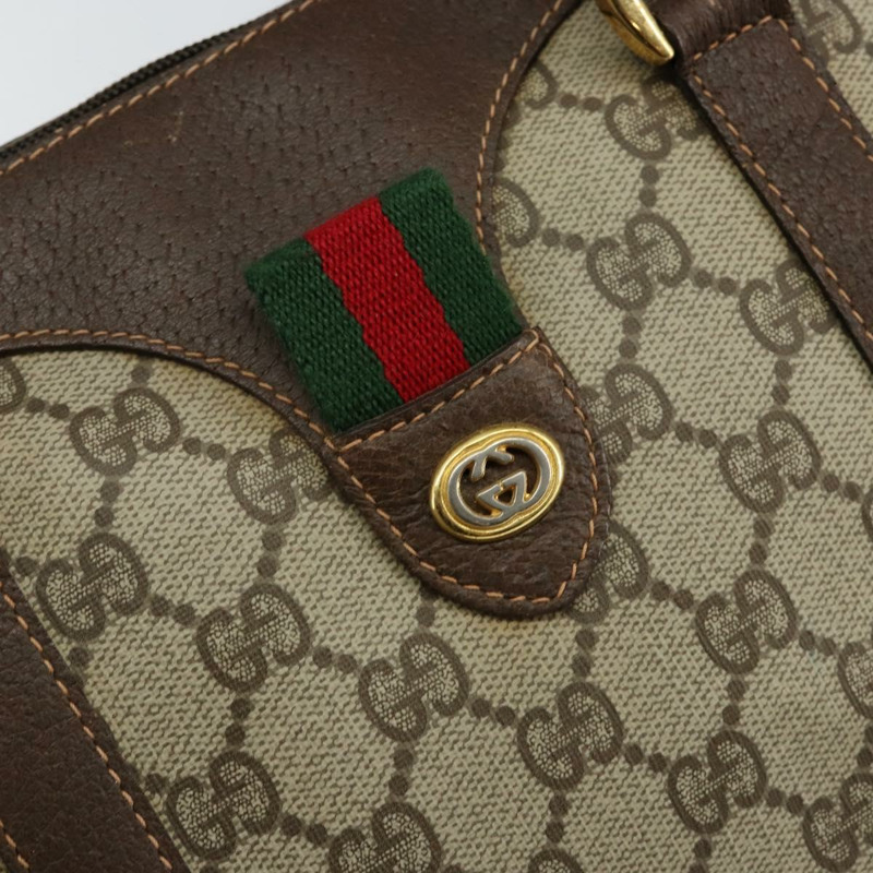 【日本直送】GUCCI GG Supreme Web Sherry Line 波士頓包 PVC 米金色 40 02 007 正品 143489-16