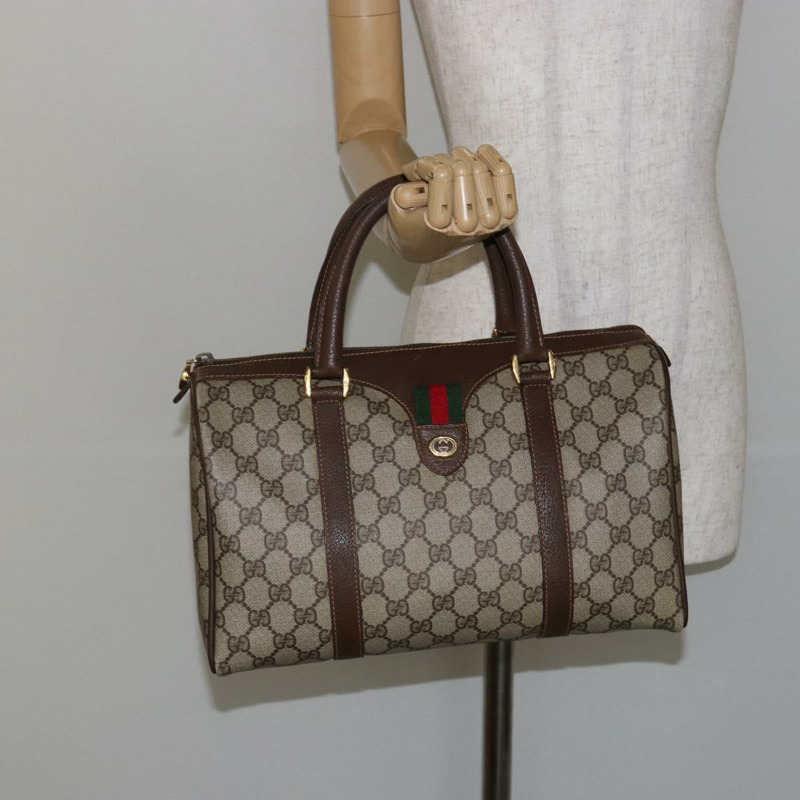 【日本直送】GUCCI GG Supreme Web Sherry Line 波士頓包 PVC 米金色 40 02 007 正品 143489-21