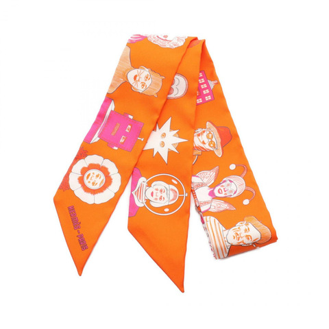 HERMES Twilly DRESS CODE 圍巾 絲綢 絲綢 橘色 多色 橘色 二手 女士