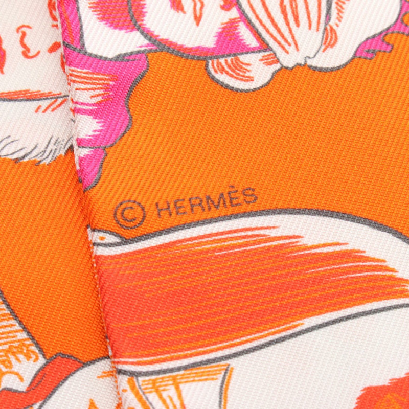 HERMES Twilly DRESS CODE 圍巾 絲綢 絲綢 橘色 多色 橘色 二手 女士-1