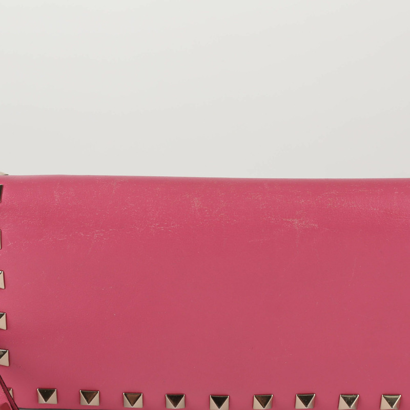 VALENTINO 粉紅色皮革 Rockstud 長版皮夾 0447-1