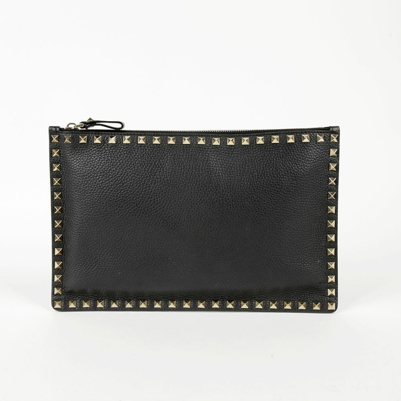 VALENTINO 黑色皮革 Rockstud 手拿包 0269VSH-1