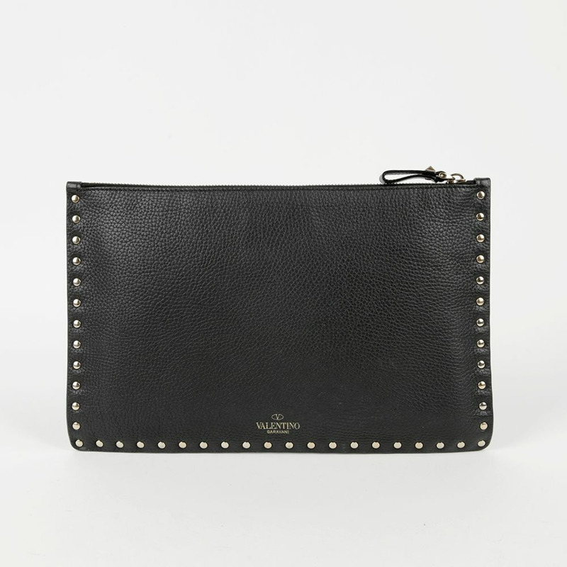 VALENTINO 黑色皮革 Rockstud 手拿包 0269VSH-3