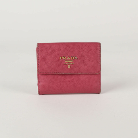 PRADA 粉紅色 Saffiano 皮革小皮夾