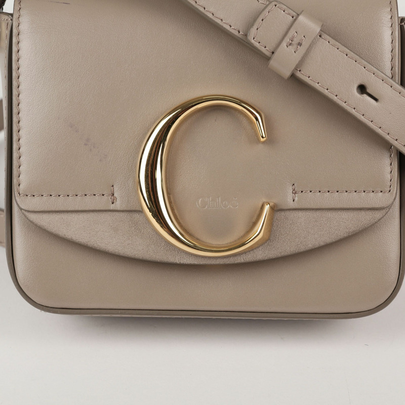 CHLOE 迷你灰色皮革 C 手提包和單肩包 193-1