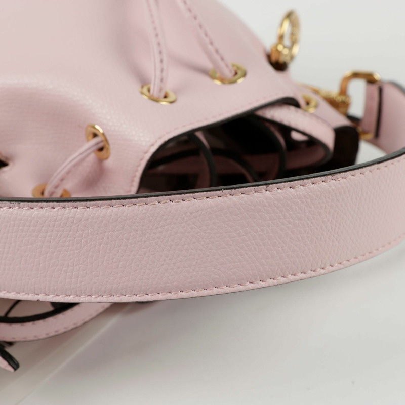 【包稅】FENDI 8BS010 迷你粉紅皮革 Montrezo 水桶手提包/單肩包-12