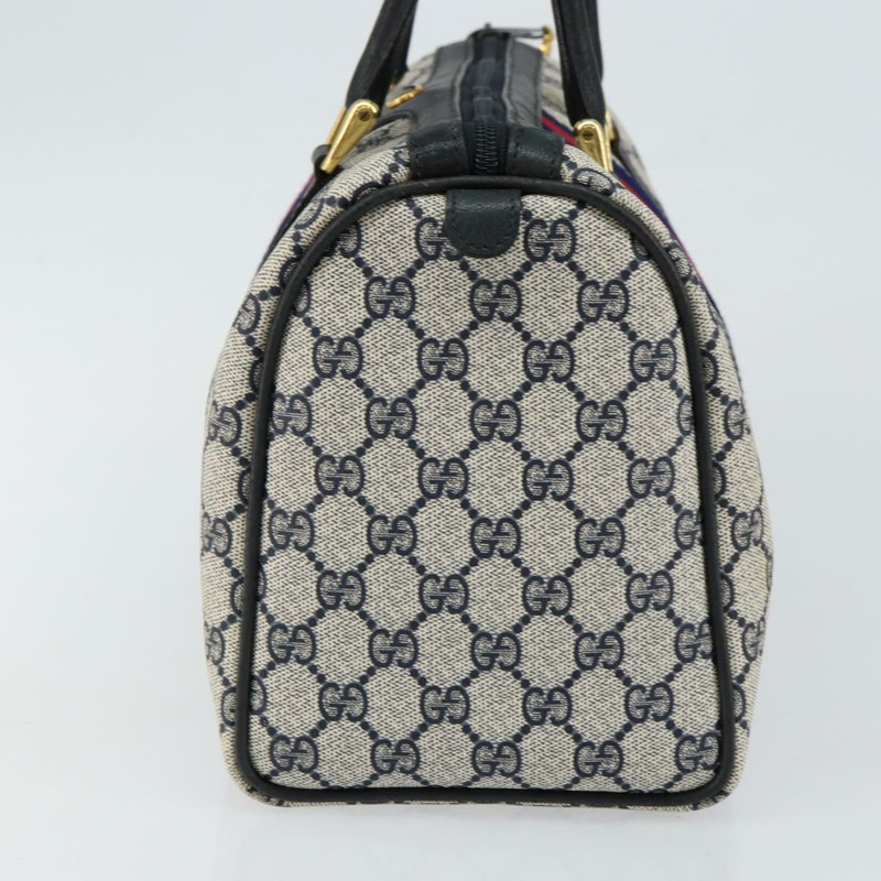 【日本直送】GUCCI GG Supreme Sherry Line 波士頓包 PVC 海軍藍金紅色 正品 143577-3