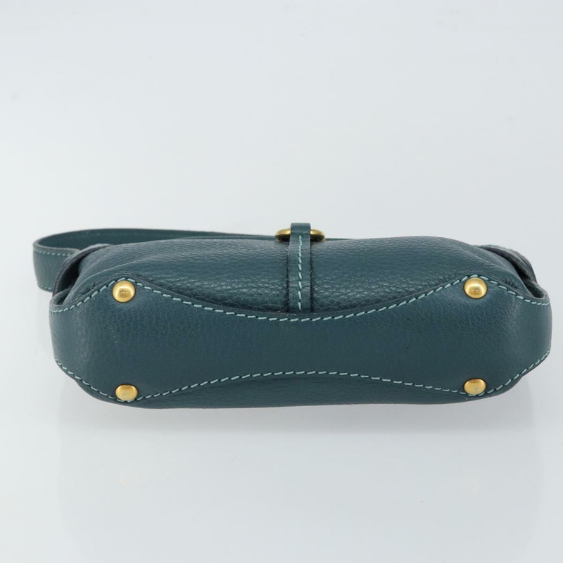 【日本直送】Salvatore Ferragamo Gancini 單肩包 皮革 藍色 金色 正品 143587-4