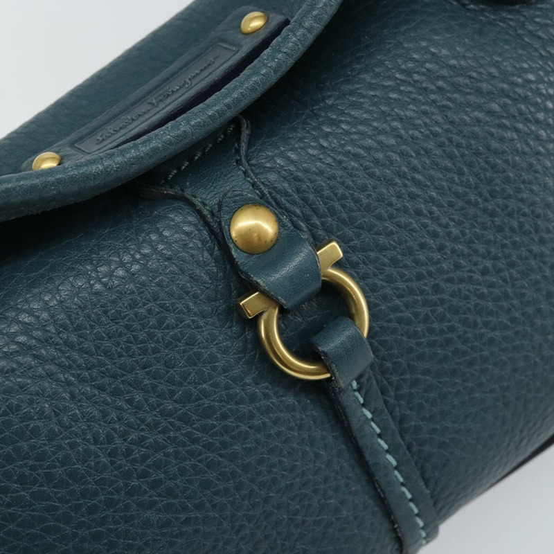 【日本直送】Salvatore Ferragamo Gancini 單肩包 皮革 藍色 金色 正品 143587-17