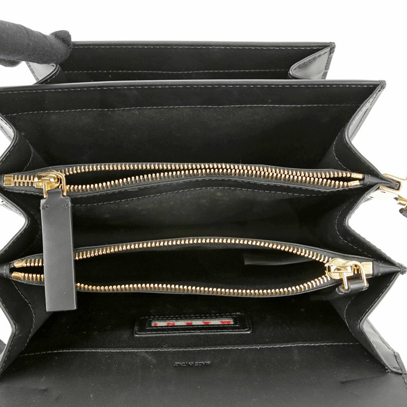 MARNI 中型黑色皮革 Trunk 肩背包與斜背包-9
