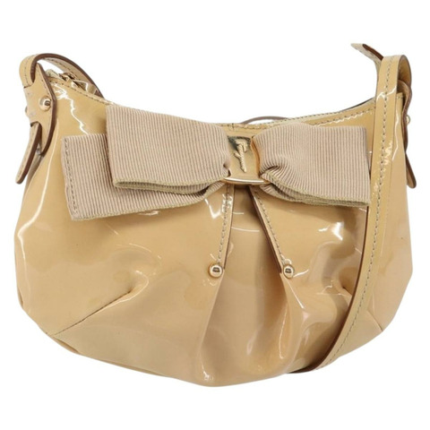 Salvatore Ferragamo Vala 單肩包 琺瑯 米色 金色 正品 143585