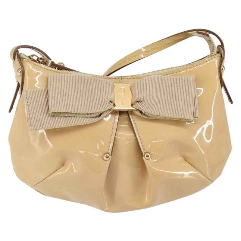 【日本直送】Salvatore Ferragamo Vala 單肩包 琺瑯 米色 金色 正品 143585-12