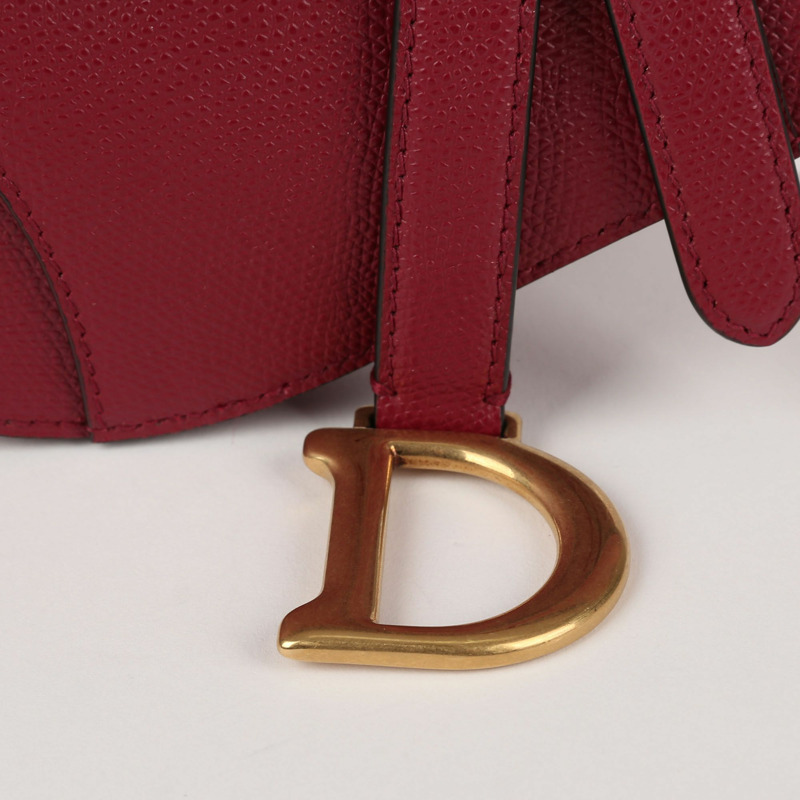 【包稅】DIOR 迷你紅色粒面小牛皮馬鞍肩包-1