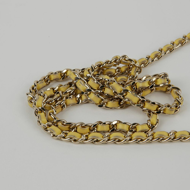 CHANEL 黃色皮革經典鏈條皮夾和斜背包-9