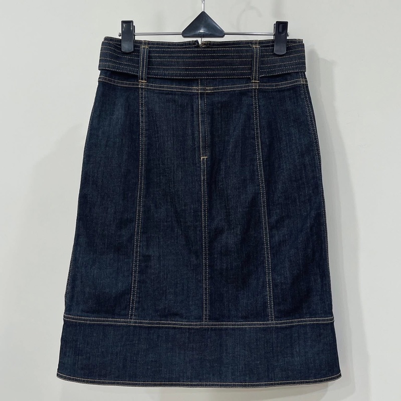 Burberry 倫敦  腰帶格紋金扣彈性牛仔裙-1
