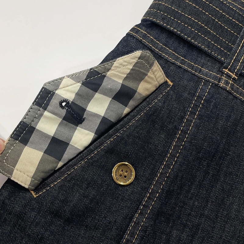 Burberry 倫敦  腰帶格紋金扣彈性牛仔裙-2
