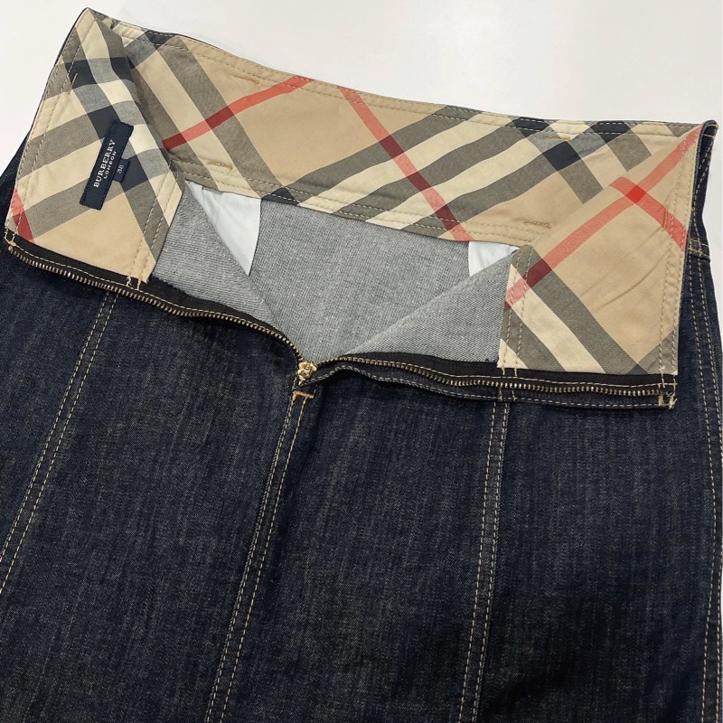 Burberry 倫敦  腰帶格紋金扣彈性牛仔裙-6