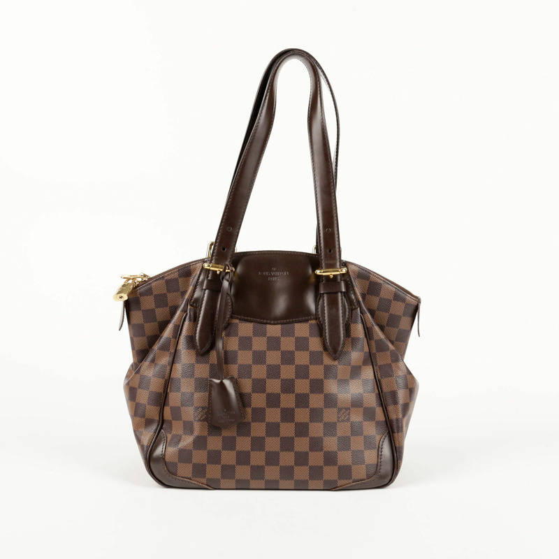 LOUIS VUITTON Damier Ebene 帆布 Verona 手提包和單肩包 MM 尺寸-0