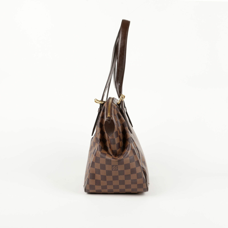 LOUIS VUITTON Damier Ebene 帆布 Verona 手提包和單肩包 MM 尺寸-4