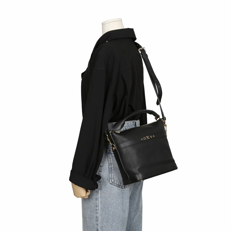 LOUIS VUITTON PM 黑色皮革 Cruiser 手提包和單肩包-7