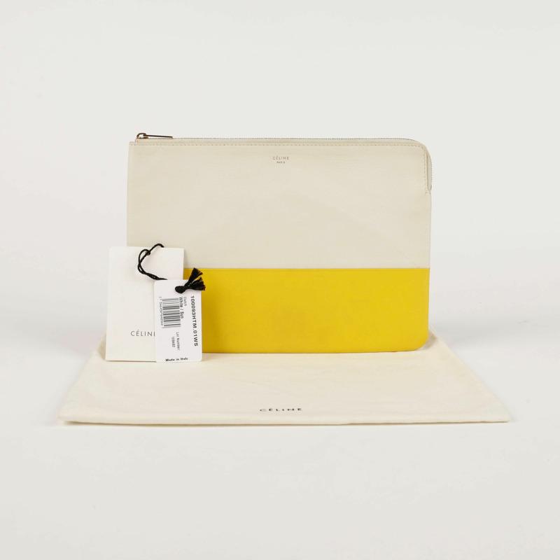 CELINE 雙色皮革手拿包-0