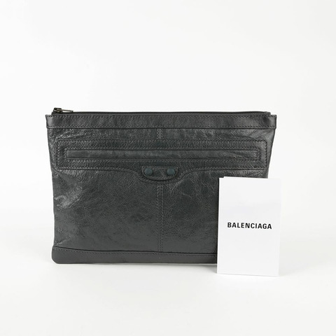 BALENCIAGA 經典夾式手拿包 深灰色
