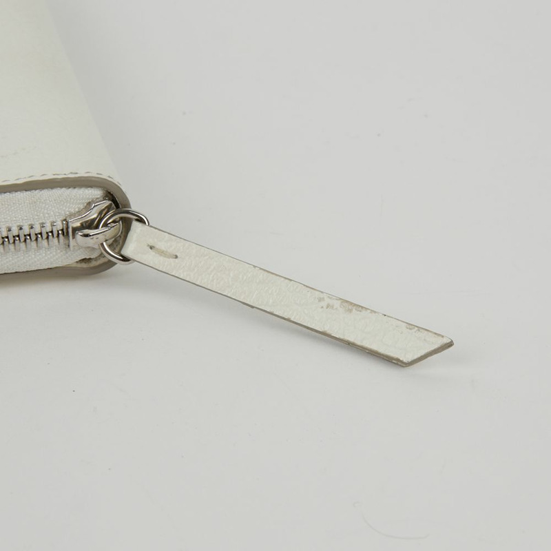 MAISON MARGIELA 白色皮革縫線拉鍊長皮夾-4