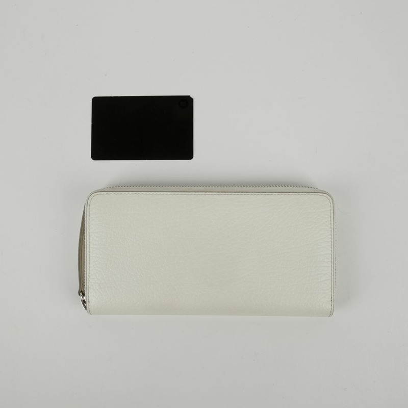 MAISON MARGIELA 白色皮革縫線拉鍊長皮夾-9