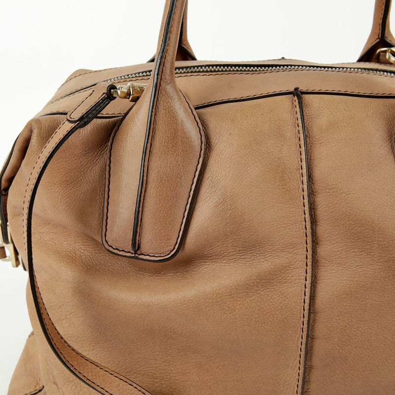 TODS 米色皮革 D 型手提包和單肩包-2