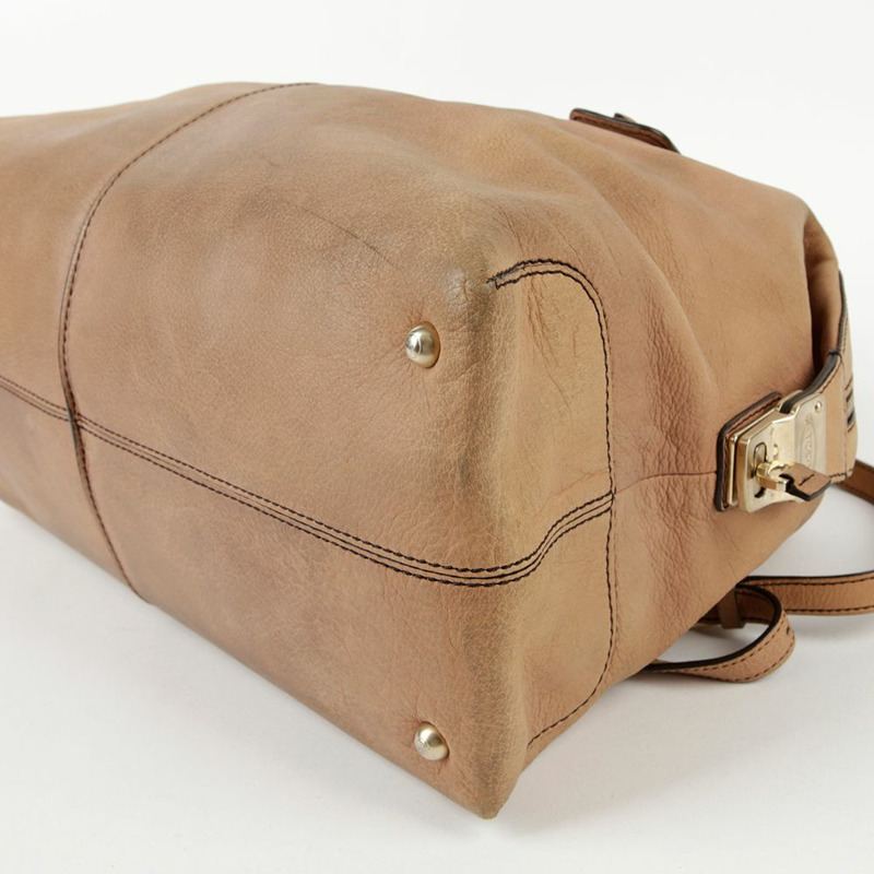 TODS 米色皮革 D 型手提包和單肩包-7