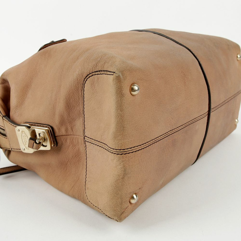 TODS 米色皮革 D 型手提包和單肩包-8