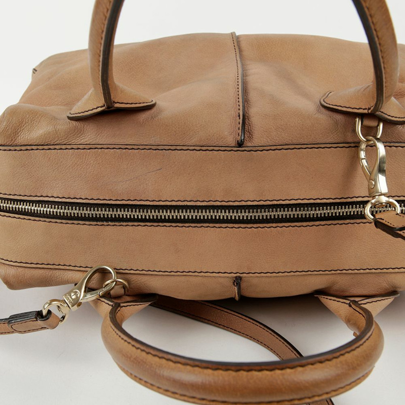 TODS 米色皮革 D 型手提包和單肩包-9