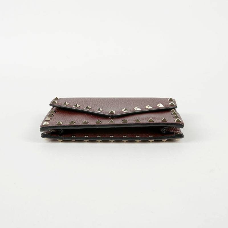VALENTINO 勃根地紅皮革 Rockstud 翻蓋鏈條單肩包和斜背包-4