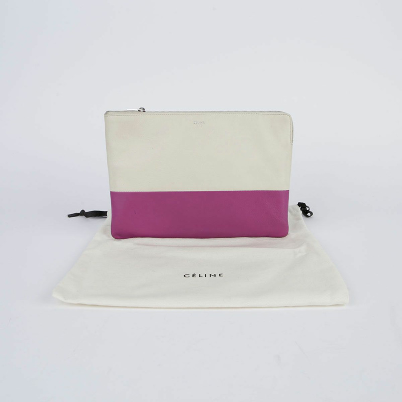 CELINE 雙色皮革手拿包-0