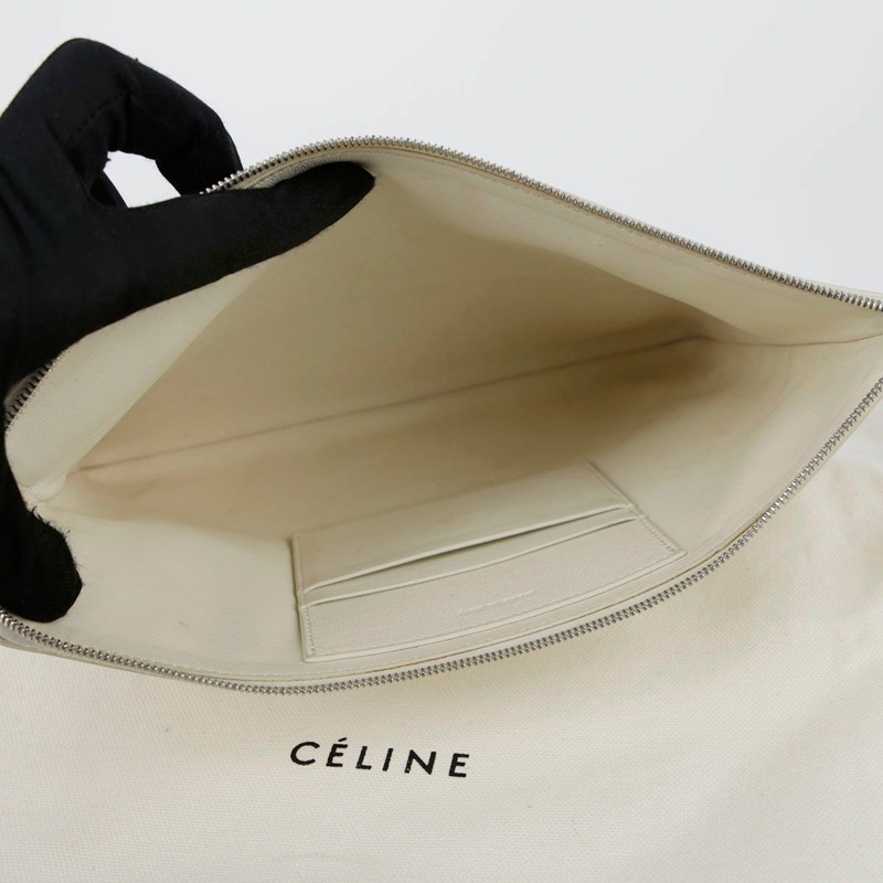 CELINE 雙色皮革手拿包-16