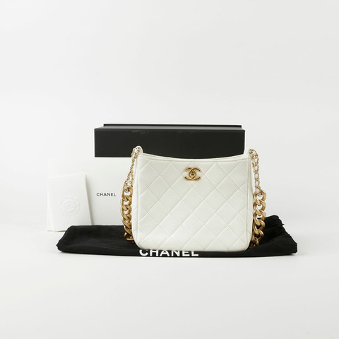 CHANEL 皮革 CC 標誌 Hobo 鏈條單肩斜背包