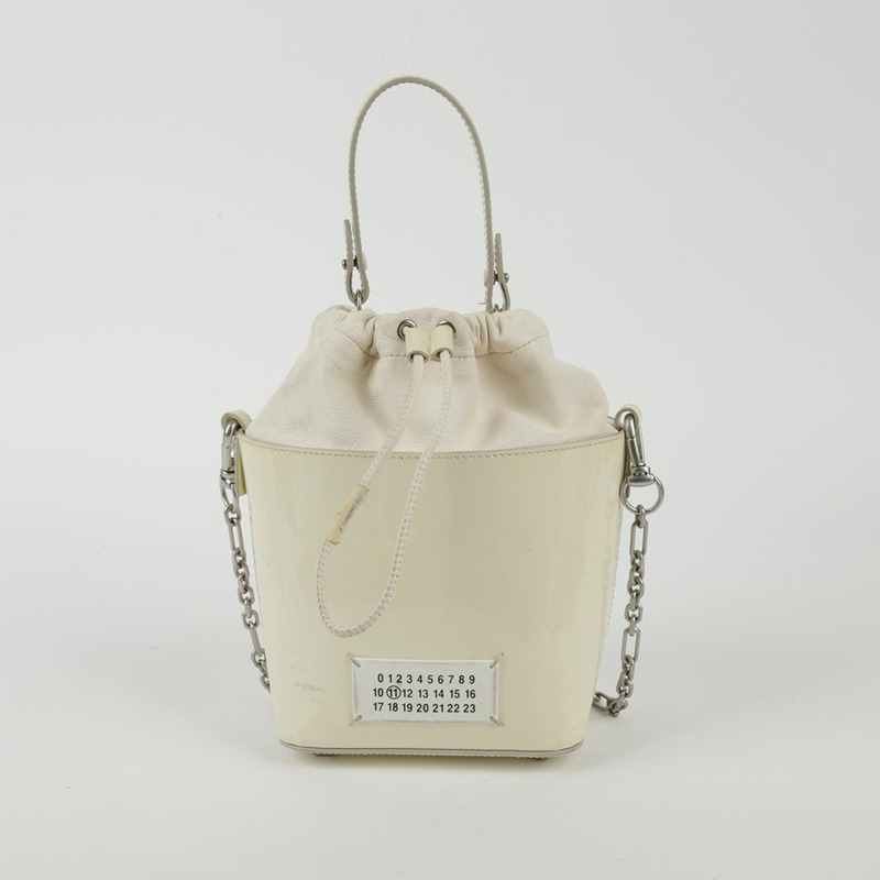 MAISON MARGIELA 小號白色漆皮 5AC 水桶托特單肩包 0035-1