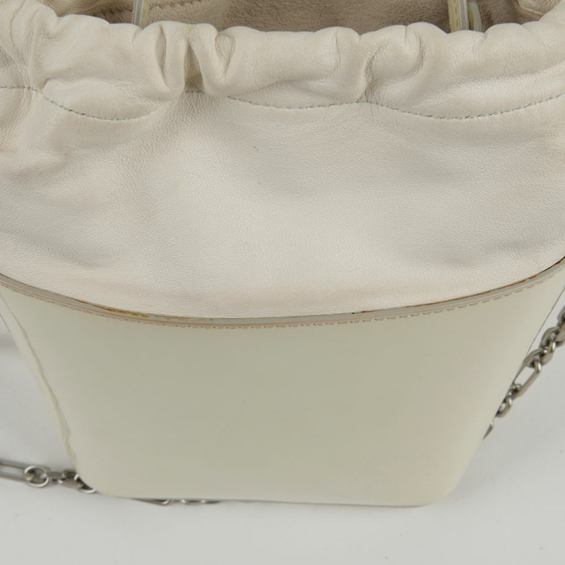 MAISON MARGIELA 小號白色漆皮 5AC 水桶托特單肩包 0035-13