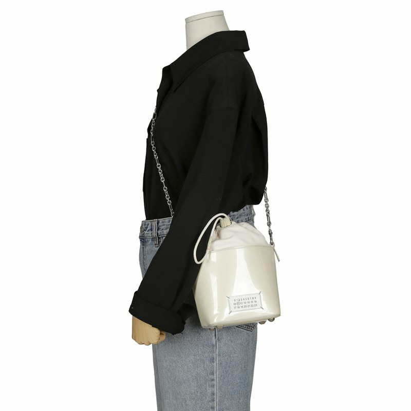 MAISON MARGIELA 小號白色漆皮 5AC 水桶托特單肩包 0035-18
