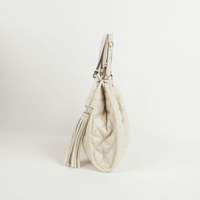 【包稅】GUCCI 中型白色皮革裝飾手提單肩包-3