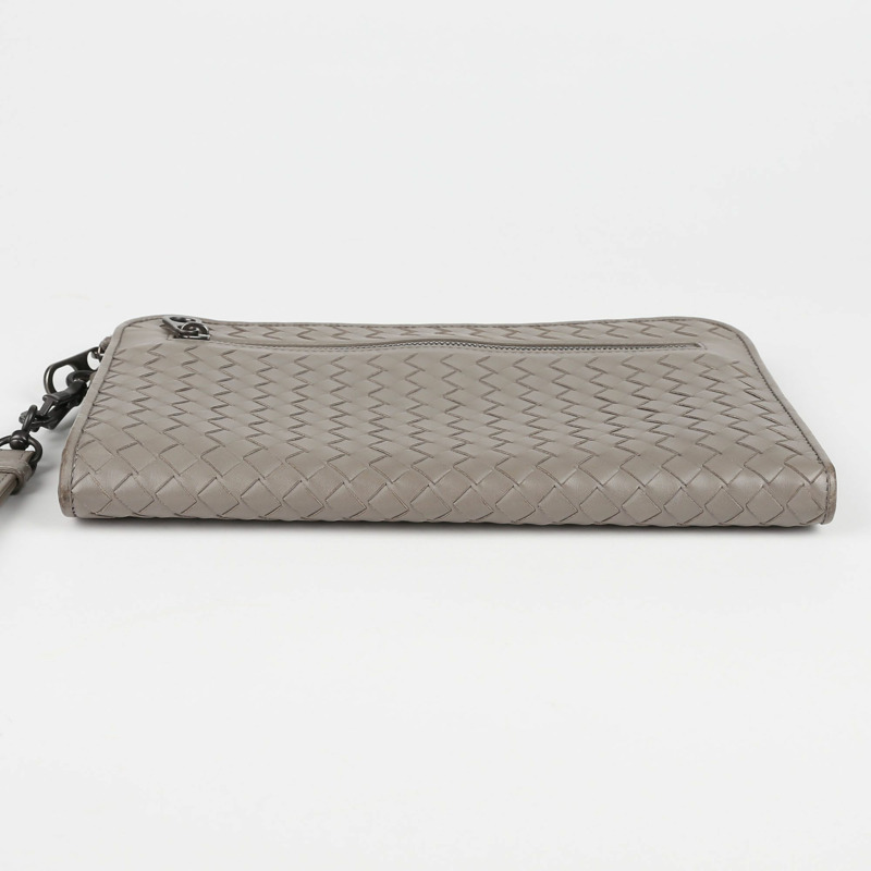 BOTTEGA VENETA 灰色 Intrecciato 皮革公事包手拿包-6
