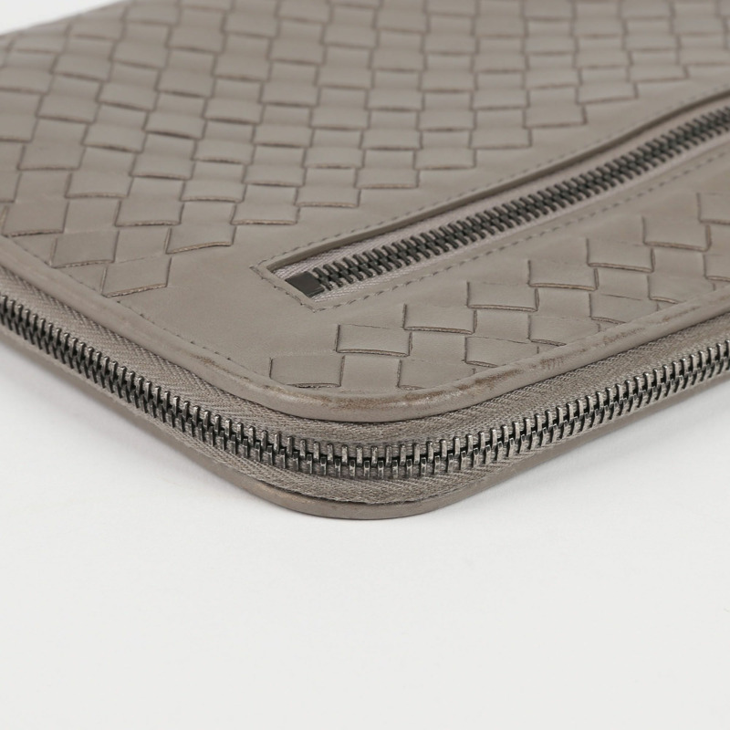 BOTTEGA VENETA 灰色 Intrecciato 皮革公事包手拿包-9