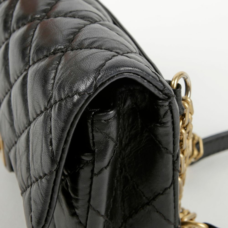 【包稅】CHANEL 黑色復古小牛皮 2.55 鏈條腰包-6