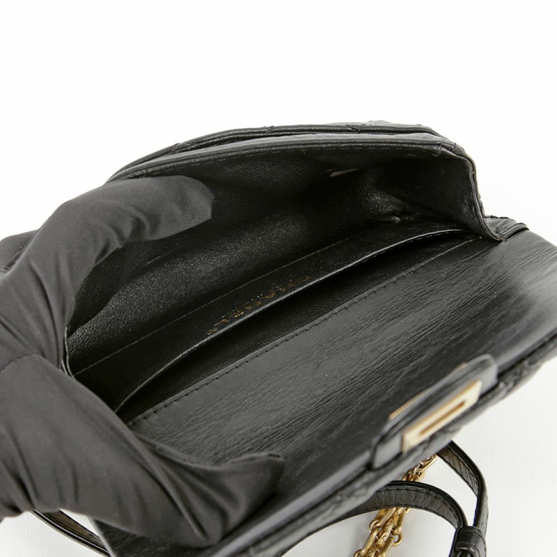 【包稅】CHANEL 黑色復古小牛皮 2.55 鏈條腰包-10