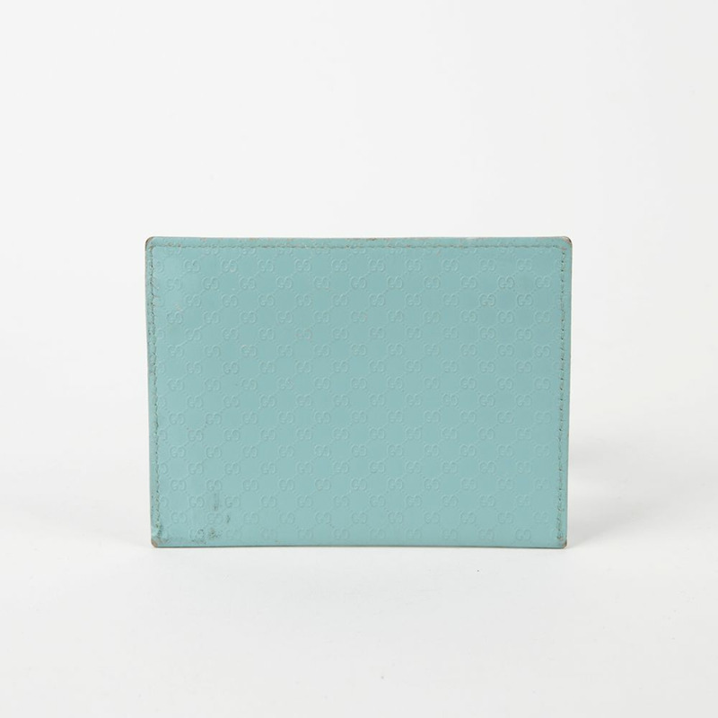 GUCCI 淺藍色 Micro Sima 皮革零錢包-3