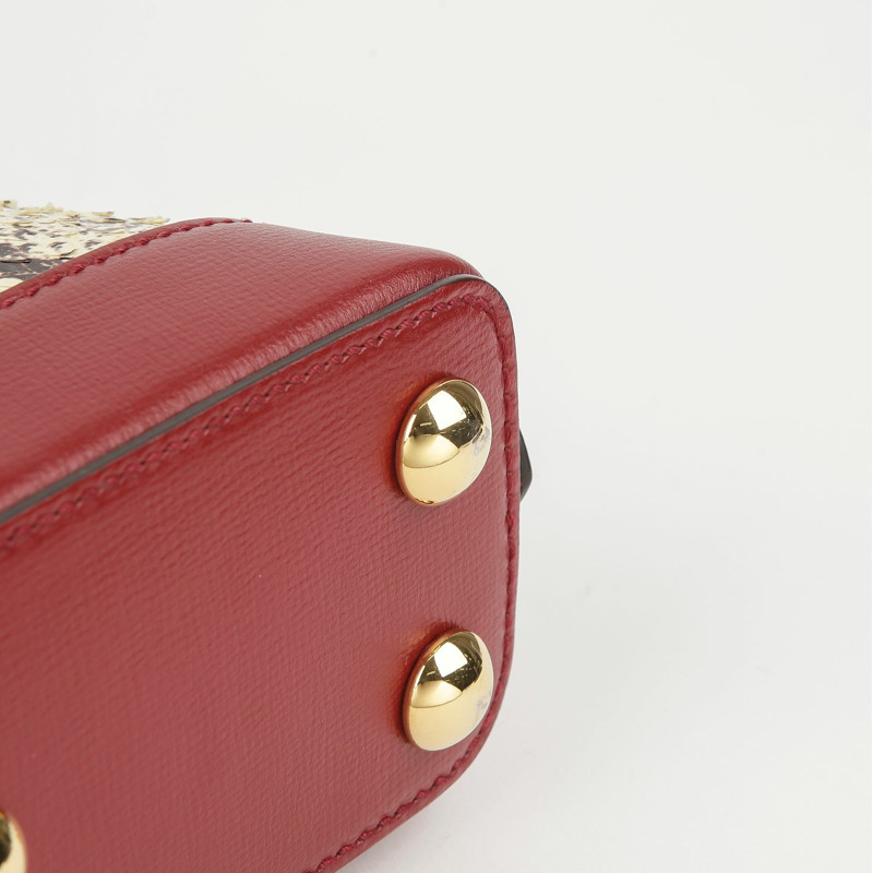 【包稅】GUCCI 迷你皮革飾邊蟒蛇馬銜扣 1955 手提單肩包-4