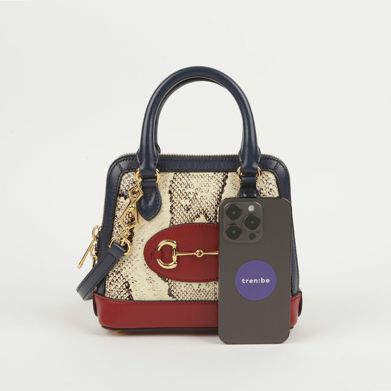 【包稅】GUCCI 迷你皮革飾邊蟒蛇馬銜扣 1955 手提單肩包-6