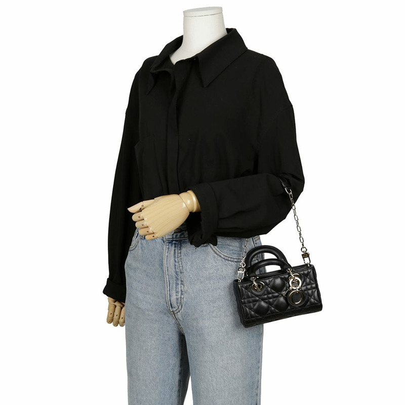 【包稅】DIOR 黑色超細羊皮 Lady Di Joy 手提包和單肩包-8