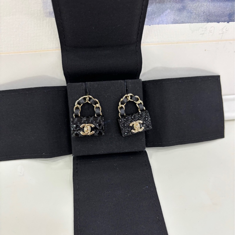 CHANEL23C黑色書包耳環 cf書包耳環 黑金皮穿鏈 限量版皮穿鏈絕版爆款收藏級別-3