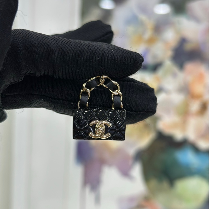 CHANEL23C黑色書包耳環 cf書包耳環 黑金皮穿鏈 限量版皮穿鏈絕版爆款收藏級別-6